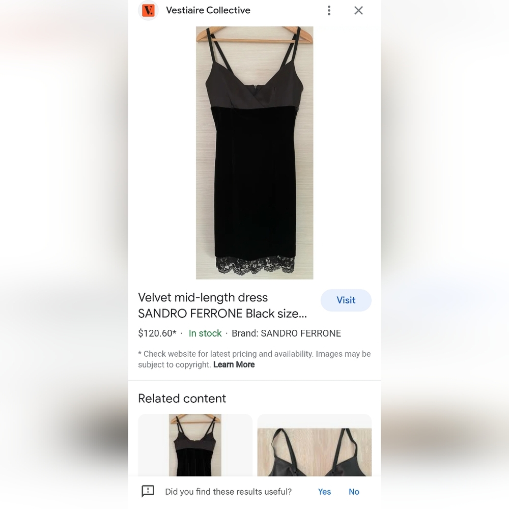Vintage Velvet mid-length dressSANDRO FERRONE Black size...